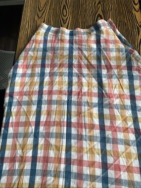 LOFT Checked Skirt — Blue, Pink, Mustard & White